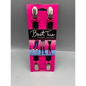 Boot Tux Adjustable Black Boot Straps Pink Bow Clips For Jeans & Boots